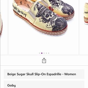 Beige slip on sugar skull espadrilles. Size 8.5